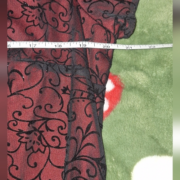 Red with Black sparkle mesh dress - Picture 3 of 3